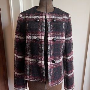 Banana Republic Black and Burgundy Plaid Blazer
